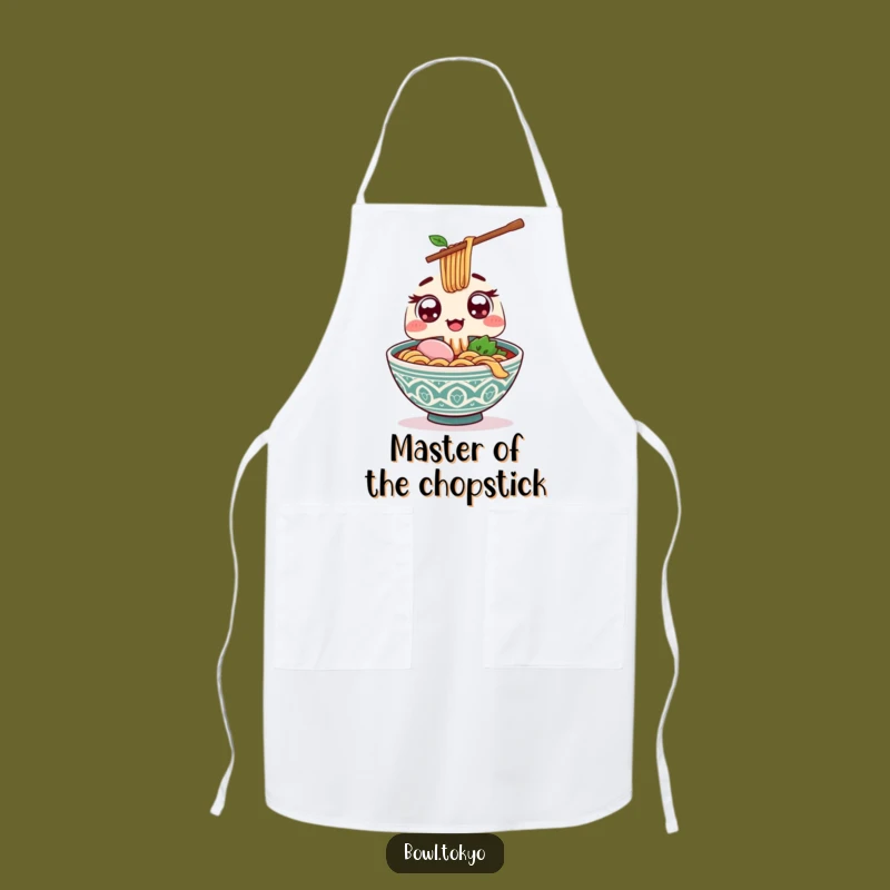 Funny Kawaii Ramen Apron - Excited Chopstick Offer for Kitchen Fun
