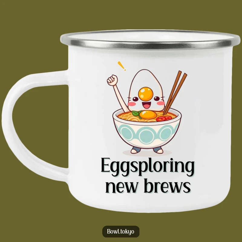 Funny Kawaii Ramen Camping Mug: Triumphant Noodle Bowl Adventure, Perfect Funny Gift