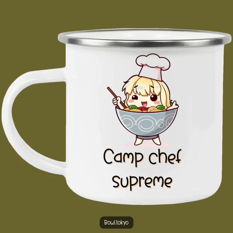 Funny Chef Ramen Camping Mug - Dramatic Noodle Bowl Adventure Cup
