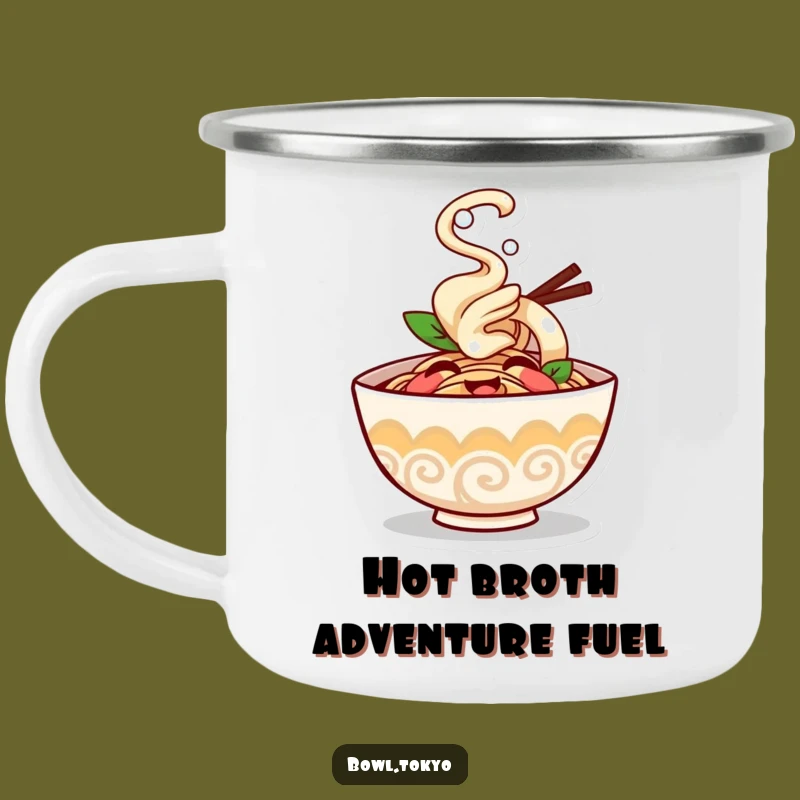 Funny Giggling Ramen Bowl Camping Mug: Adventure Fuelled by Humor and Noodles