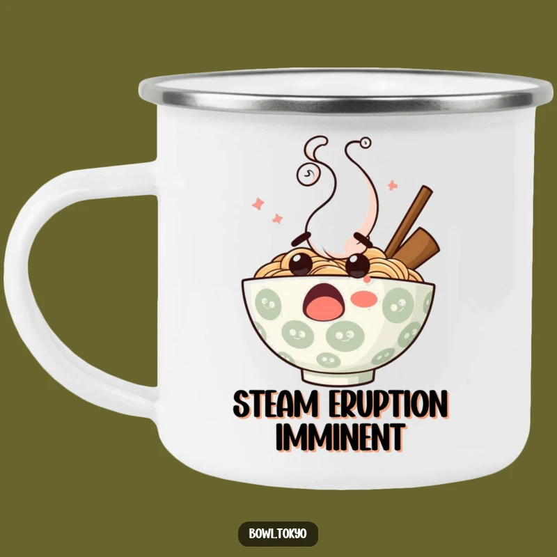Funny Surprised Ramen Camping Mug - Outdoor Noodle Adventure
