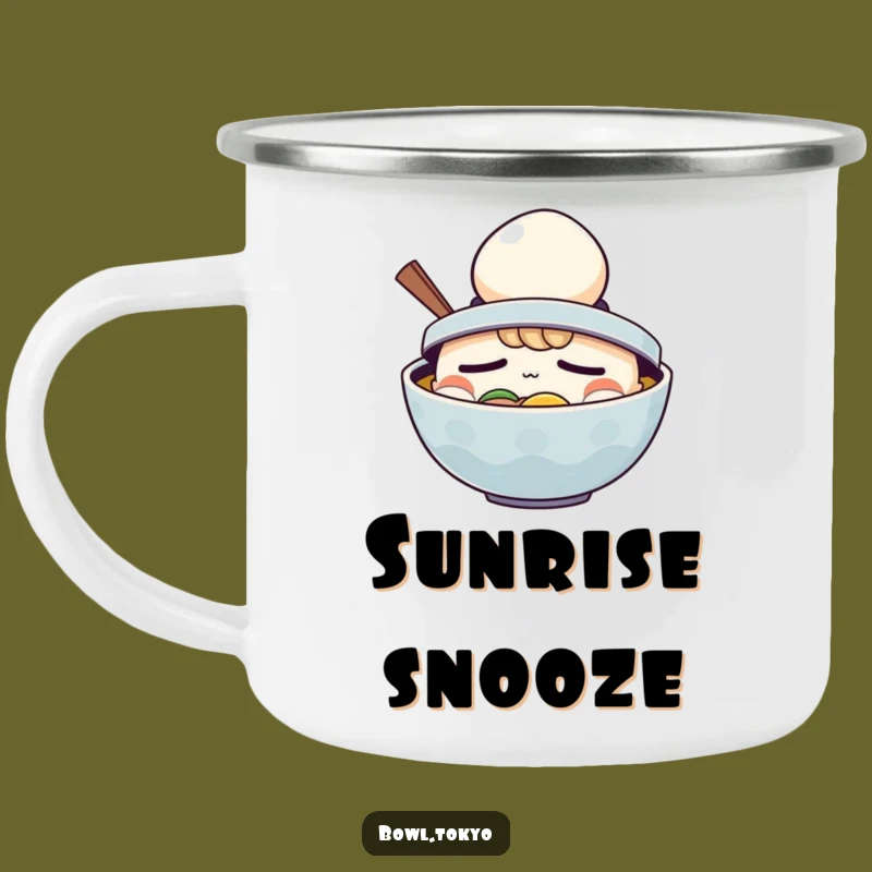 Funny Ramen Sleepy Egg Hat Camping Mug: Durable, Comical Outdoor Drinkware