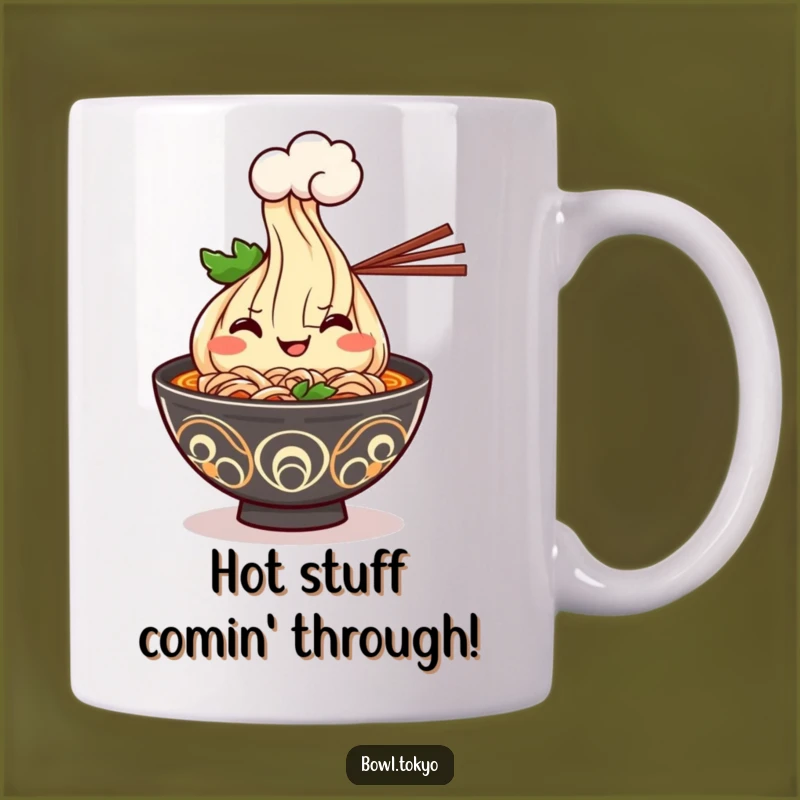 Funny Kawaii Ramen Bowl Mug - Cheerful Steaming Gift for Noodle Lovers