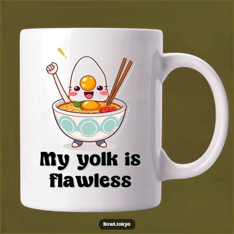 Funny Kawaii Ramen Egg Mug: Triumphant Noodle Bowl Character, Perfect Funny Gift