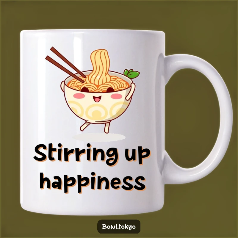 Funny Playful Ramen Mug - Dancing Noodle Character Gift
