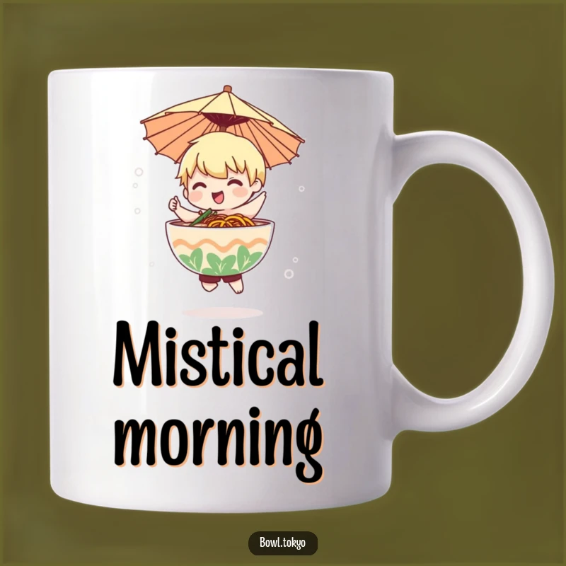 Funny Ramen Mist Dancer Mug: Whimsical Noodle Character Umbrealla Gift