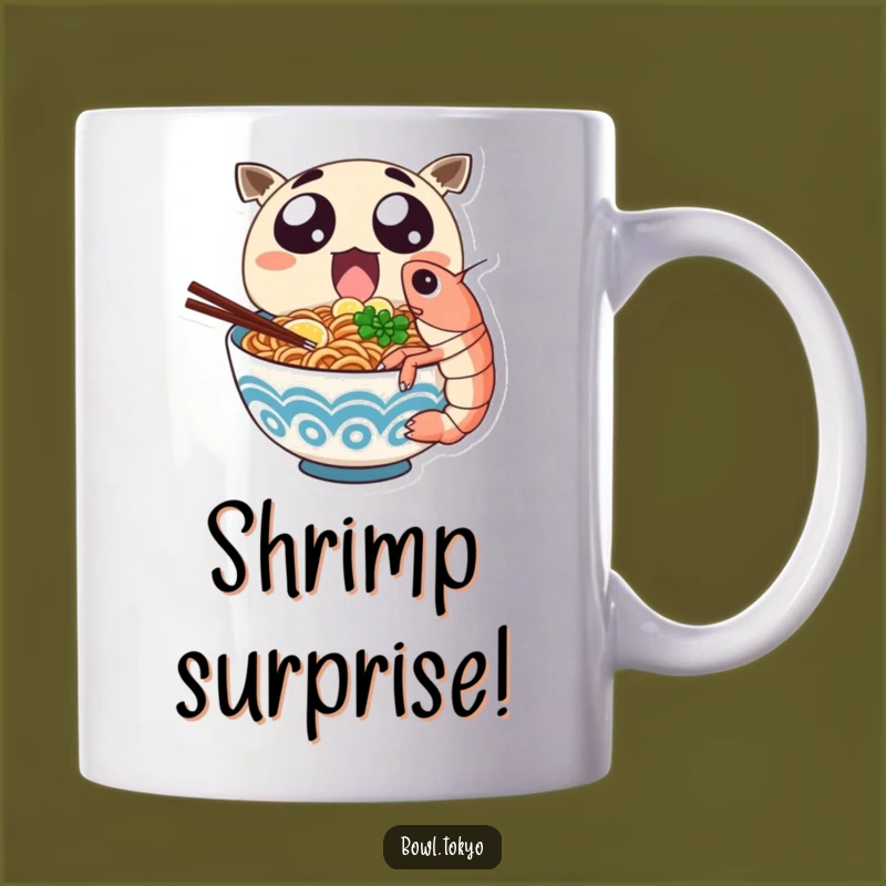 Funny Ramen Shrimp Bite Mug: Exciting Noodle Character Gift for Foodies