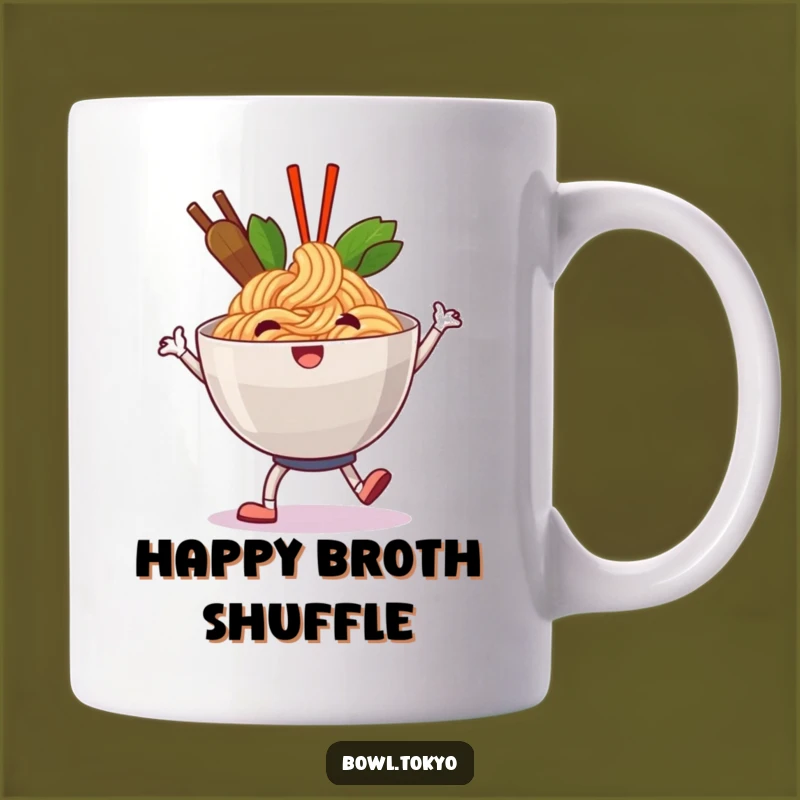 Funny Happy Ramen Bowl Mug: Joyful Noodle Character Shuffle Gift
