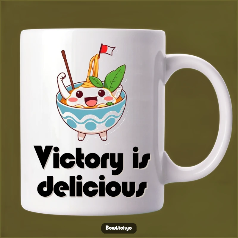 Funny Excited Ramen Bowl Mug: Celebrate with Noodle Flag, a Perfect Funny Gift