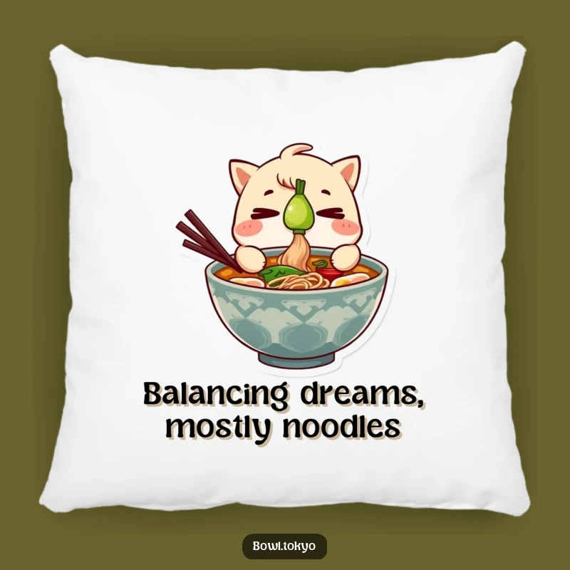 Funny Ramen Bowl Pillow - Cozy Comfort With This Focused Noodle Character Gift