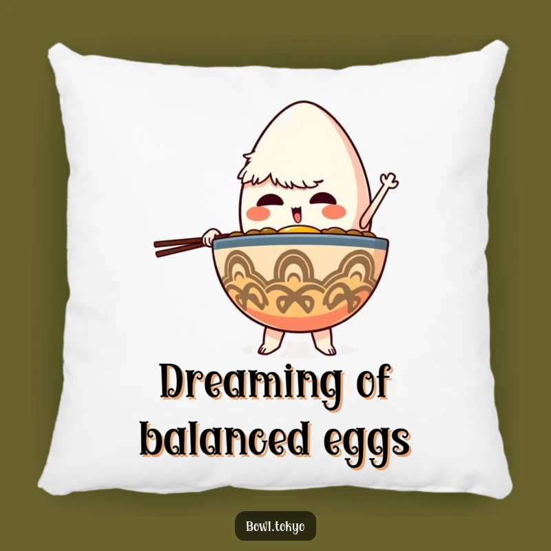Funny Comfort Ramen Bowl Pillow: Egg Balancing Determined Cushion