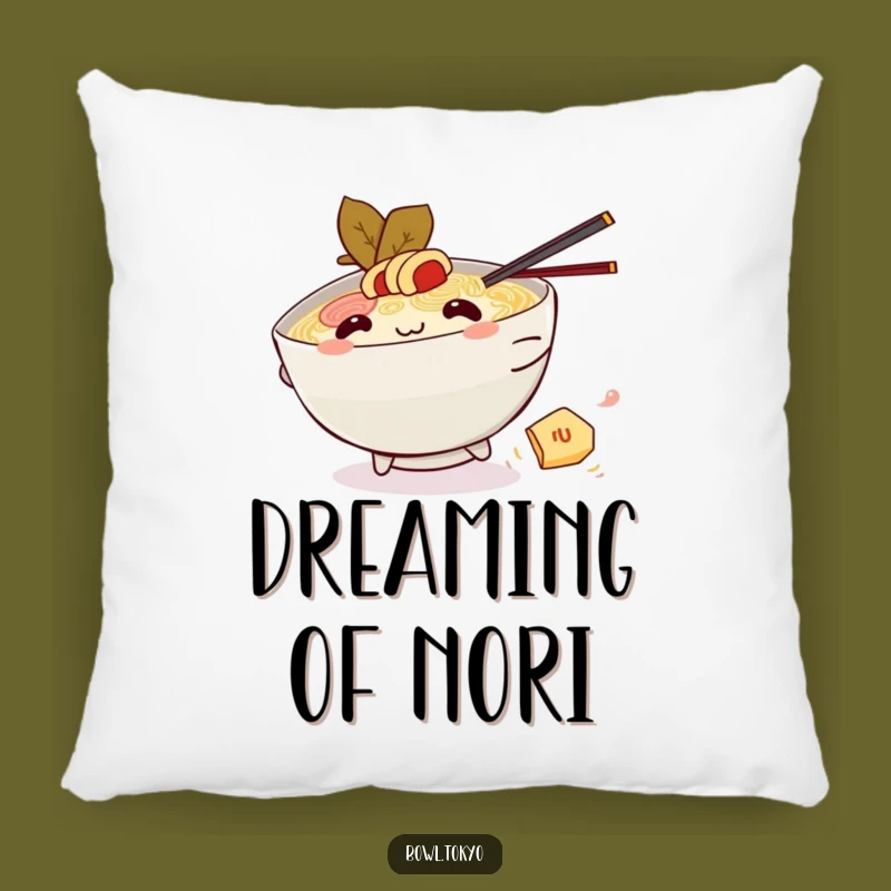 Funny Kawaii Ramen Nori Chase Pillow: Playful Noodle Bowl Character, Cozy Funny Gift