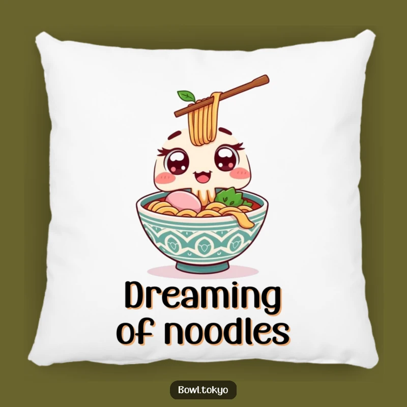 Funny Kawaii Ramen Pillow - Excited Eyes, Chopstick Hug for Cozy Fun