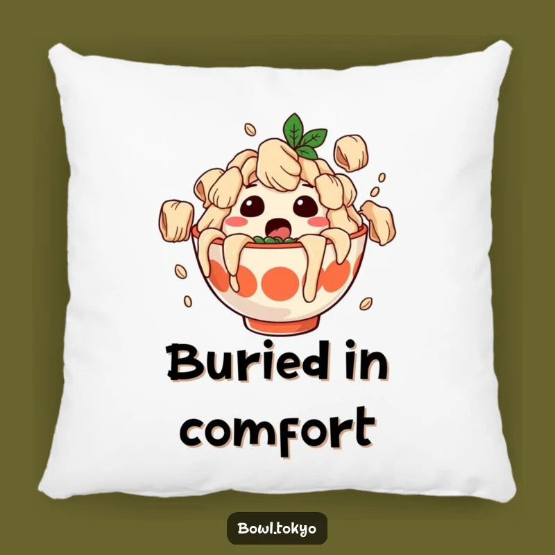Funny Surprised Ramen Pillow - Dumpling Shower Noodle Bowl Cushion