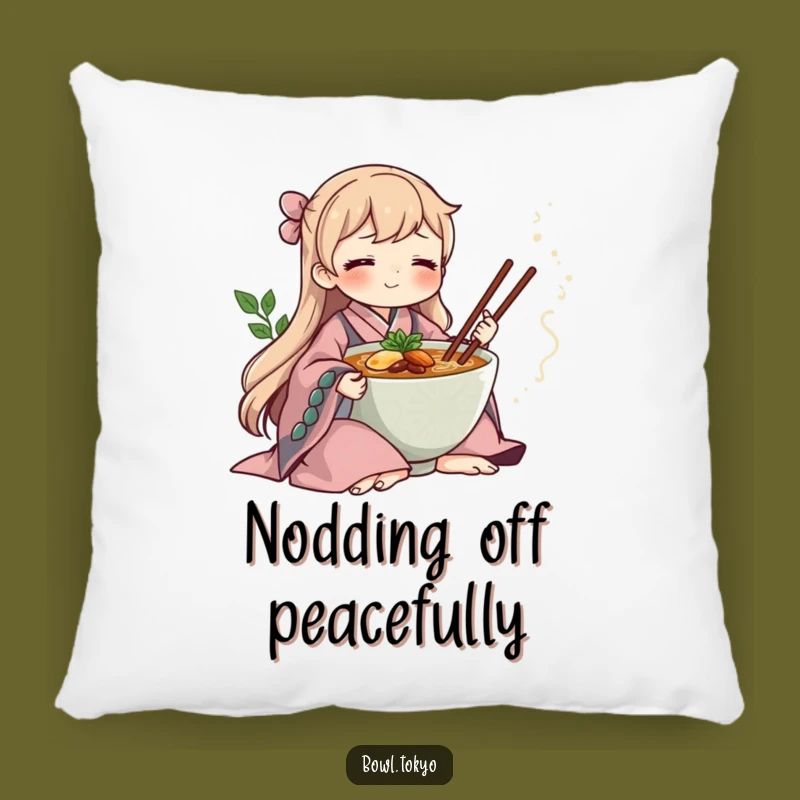 Funny Zen Ramen Bowl Kimono Pillow, Meditative Noodle Cushion for Cozy Relaxation and Peaceful Gifts