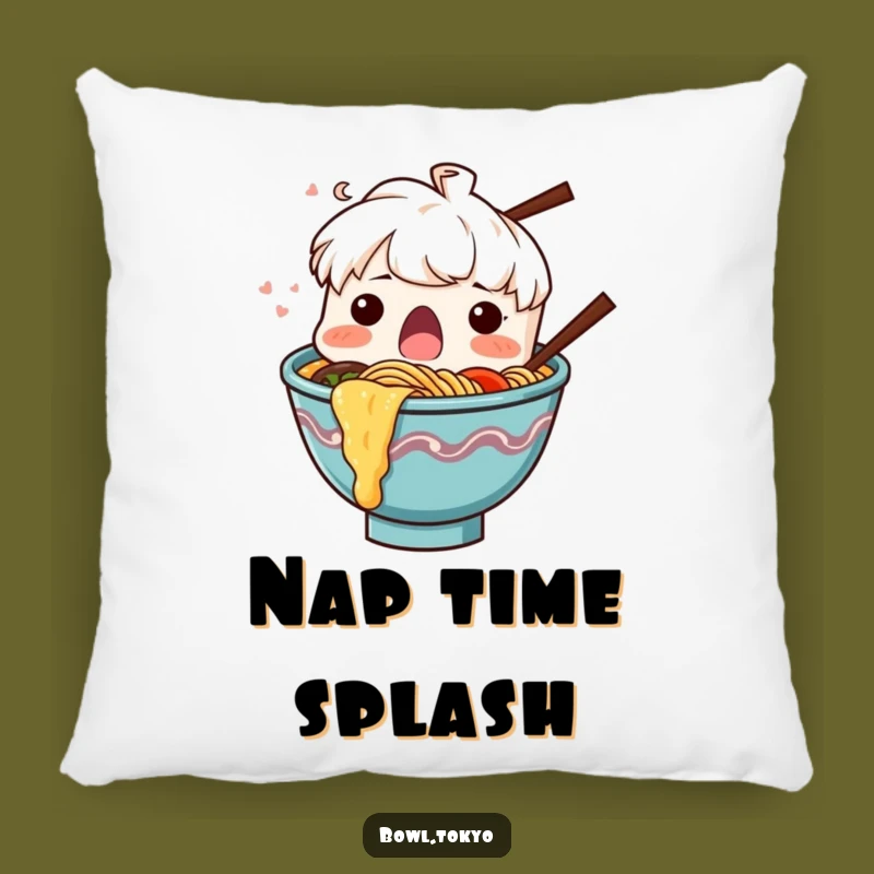 Funny Surprised Ramen Bowl Pillow, a Cozy and Shocking Comfort Gift