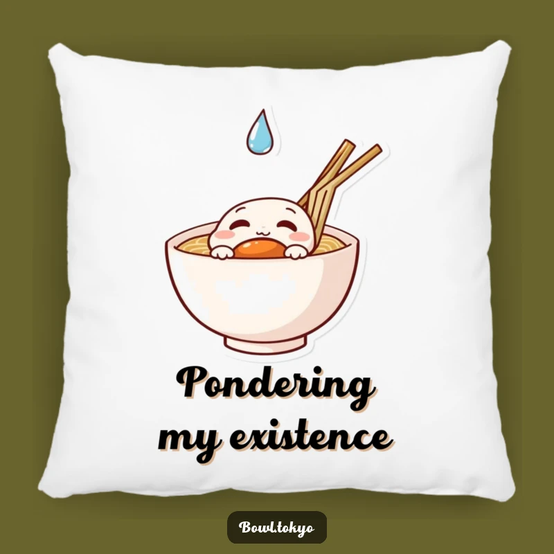 Funny Curious Ramen Pillow: Cozy Comfort for the Thoughtful