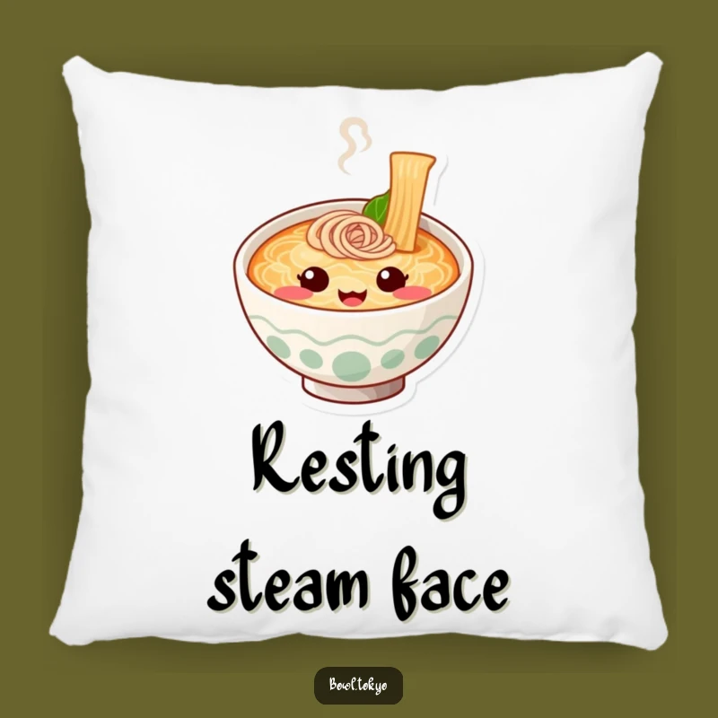 Funny Comfort Ramen Bowl Pillow: Cute Noodle Character Happy Face Pillow