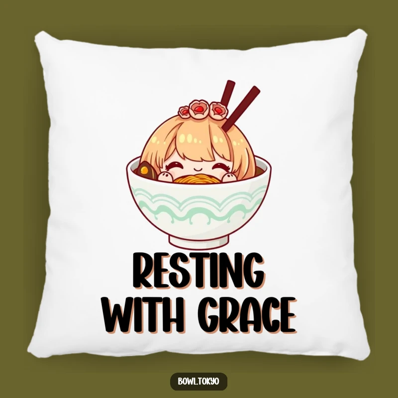 Funny Polite Ramen Bowl Hairpiece Pillow, Bowing Noodle Cushion for Cozy Elegance and Gifts
