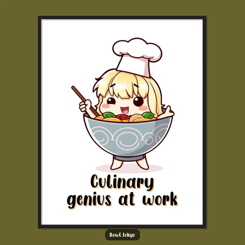 Funny Chef Ramen Digital Art - Dramatic Noodle Bowl Character Download