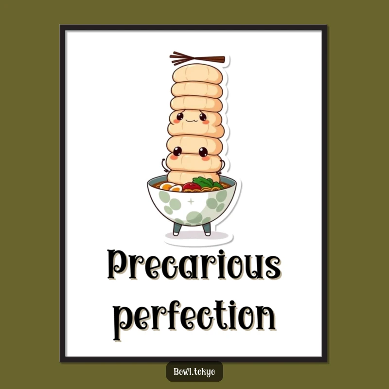 Funny Determined Ramen Digital Print - Instant Art of Fish Cake Mastery