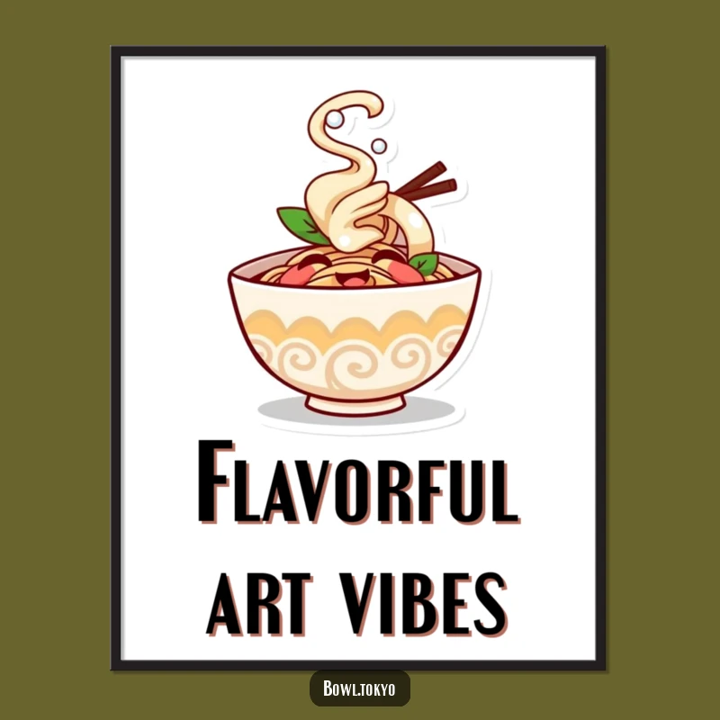 Funny Giggling Ramen Bowl Digital Art: Instant Joy for Your Walls