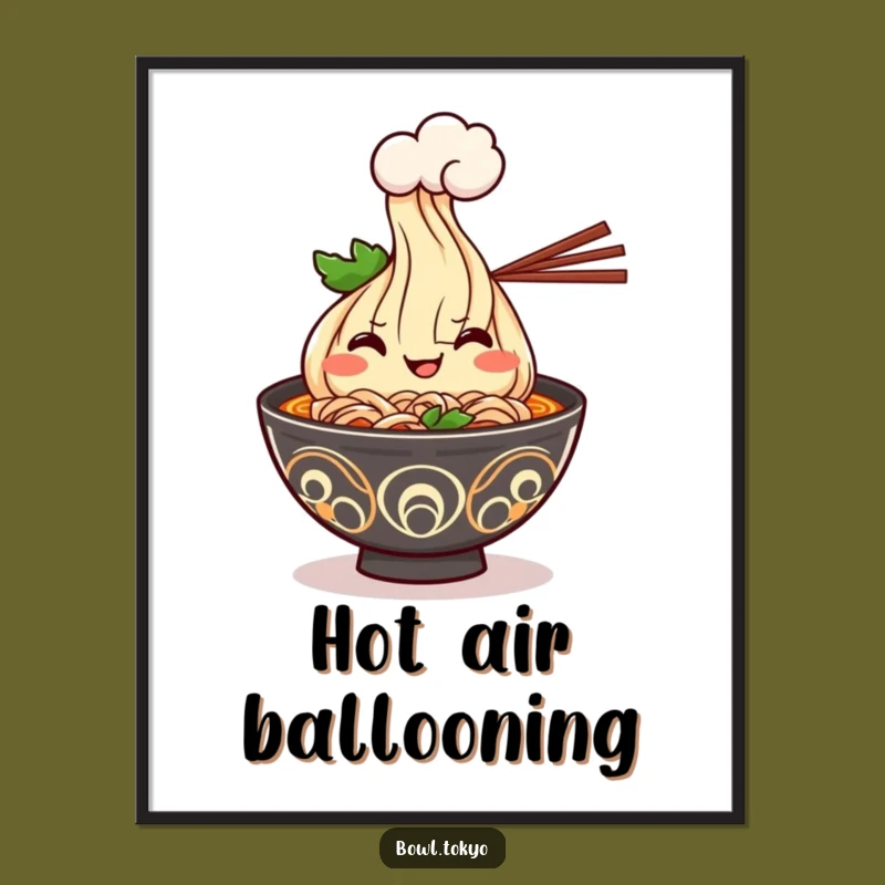 Funny Kawaii Ramen Digital Art - Cheerful Steaming Bowl for Instant Decor