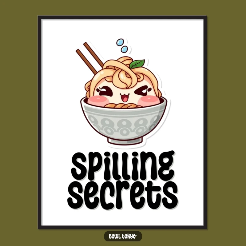 Funny Kawaii Ramen Digital Art Print - Winking Bowl Splash, Cute Foodie Decor Download