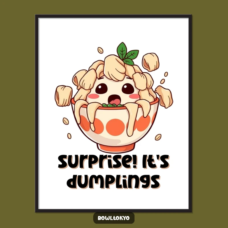 Funny Surprised Ramen Digital Art - Dumpling Shower Noodle Bowl Download