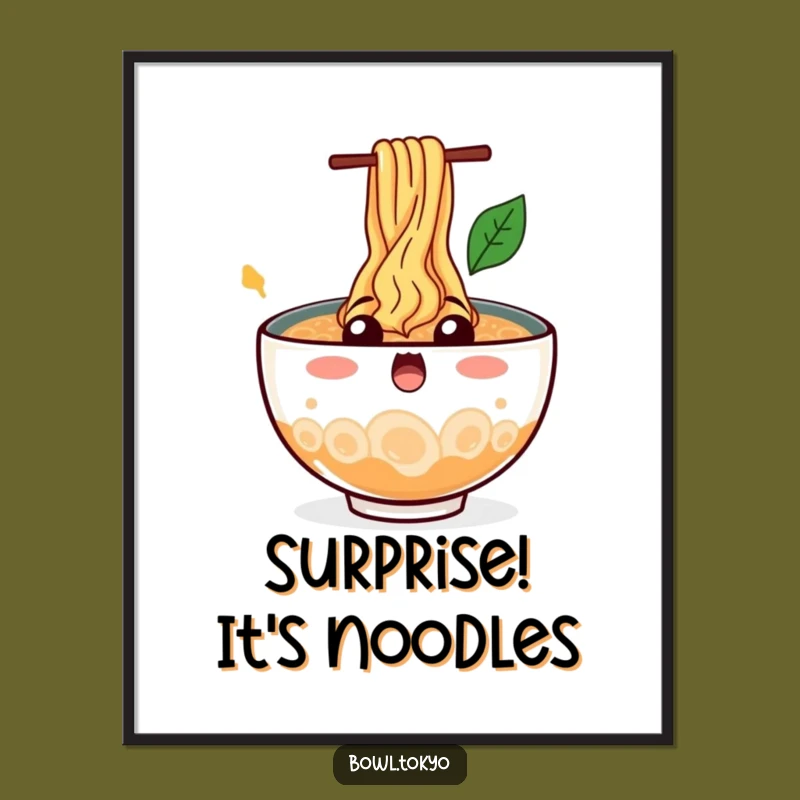 Funny Wall Art Ramen Bowl Print: Noodle Splash Surprise Decor Gift