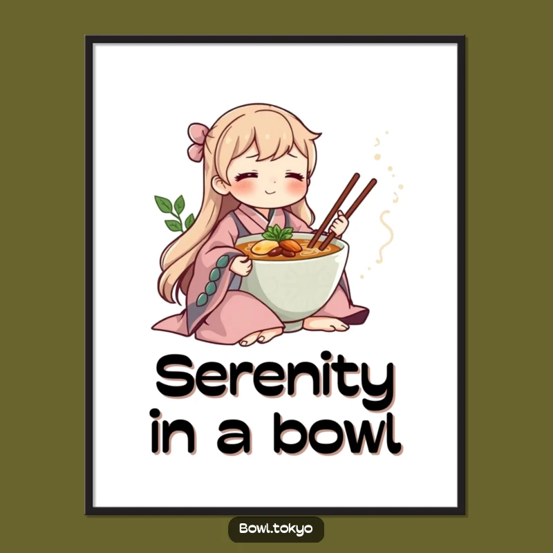 Funny Zen Ramen Bowl Kimono Digital Art, Meditative Noodle Instant Download for Serene Wall Decor Gifts