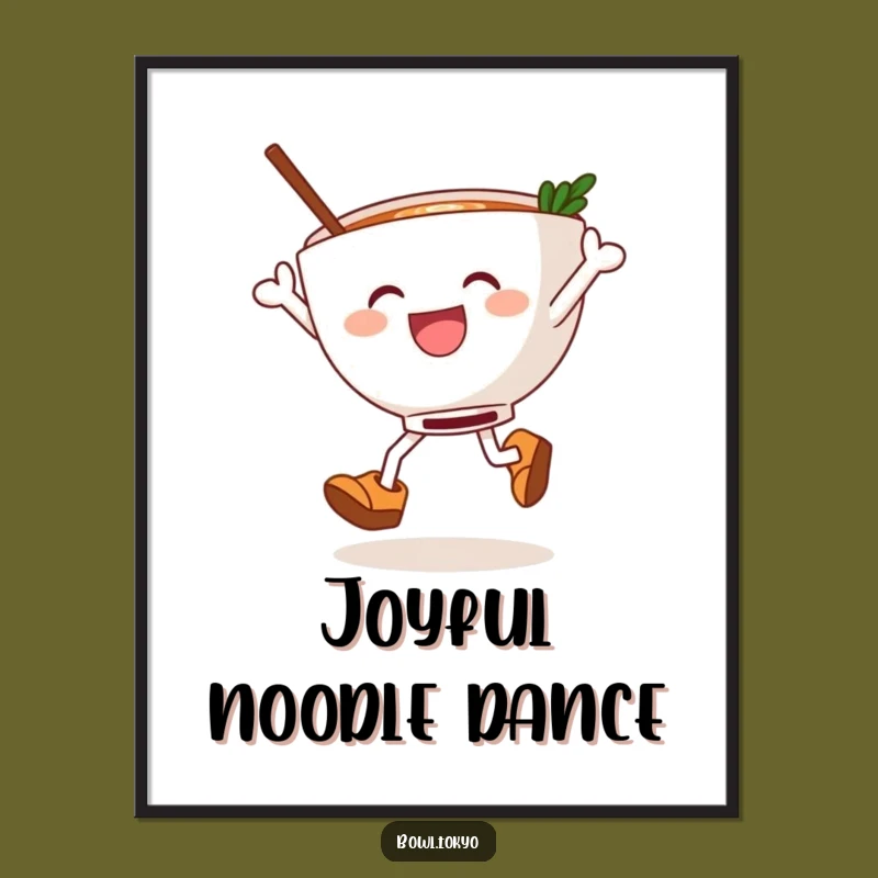 Funny Ramen Clog Dancer Digital Art, Joyful Noodle Bowl Instant Download for Whimsical Wall Decor Gifts
