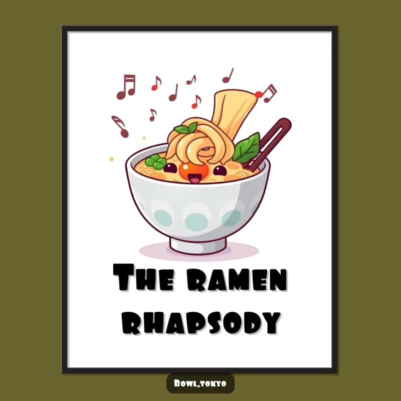 Funny Musical Ramen Digital Art Print: Instant Harmonious Decor