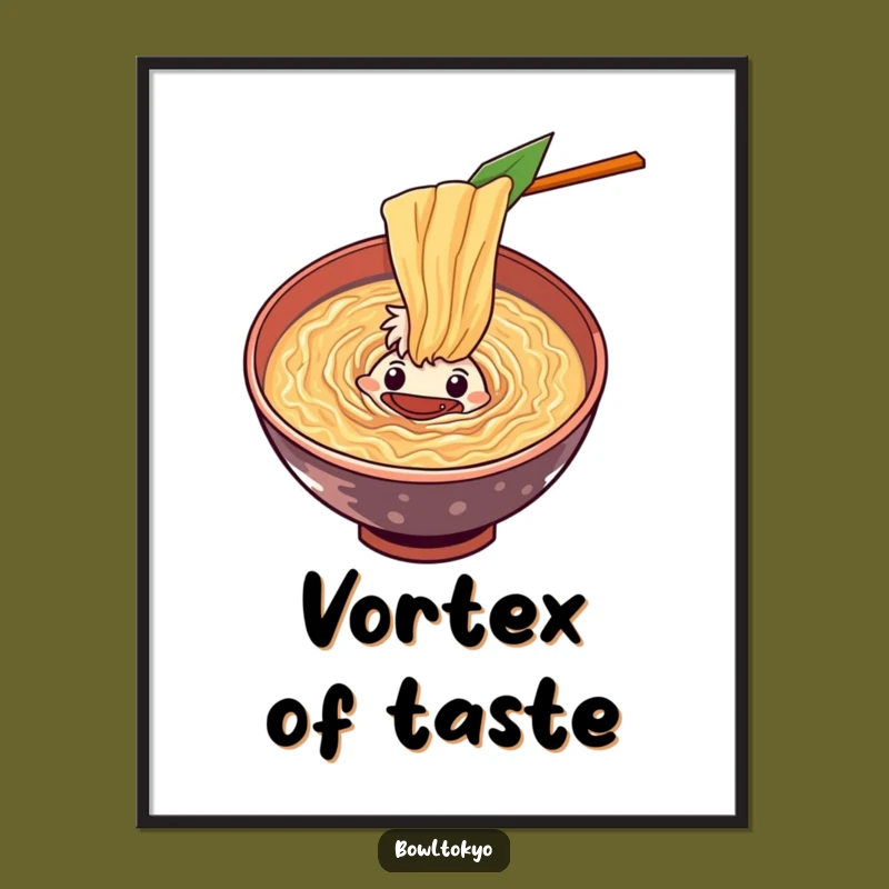 Funny Curious Ramen Vortex Digital Art: Instant Intrigue for Your Walls