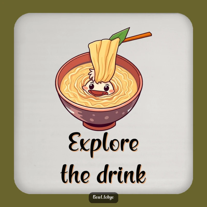 Funny Curious Ramen Vortex Coasters: Protect Surfaces with Humorous Intrigue