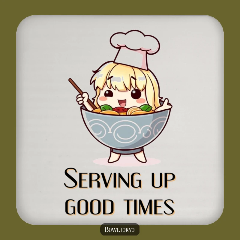 Funny Chef Ramen Drink Coaster - Dramatic Noodle Bowl Protector