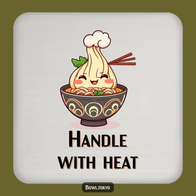 Funny Kawaii Ramen Coaster - Cheerful Steaming Bowl to Protect Surfaces