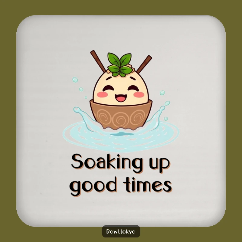 Funny Ramen Hot Spring Drink Coaster - Noodle Bowl Character Protector