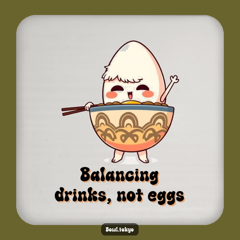 Funny Table Ramen Bowl Coaster: Egg Balancing Focus Decor Gift