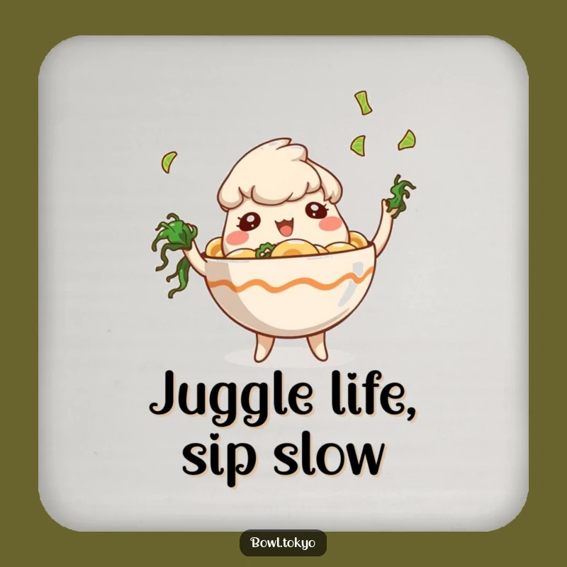 Funny Table Ramen Bowl Coaster: Playful Seaweed Juggling Decor Gift