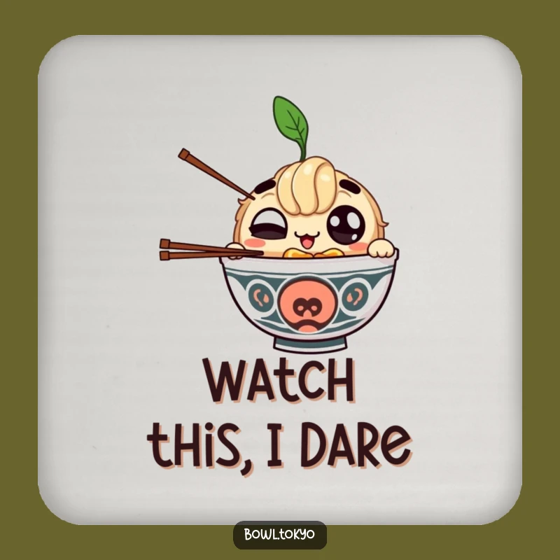 Funny Winking Ramen Drink Coaster - Juggling Chopsticks Protector