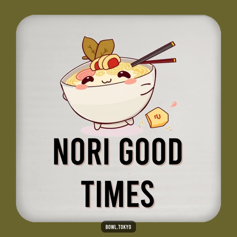 Funny Kawaii Ramen Nori Chase Coaster: Playful Noodle Bowl Protection, Perfect Funny Gift