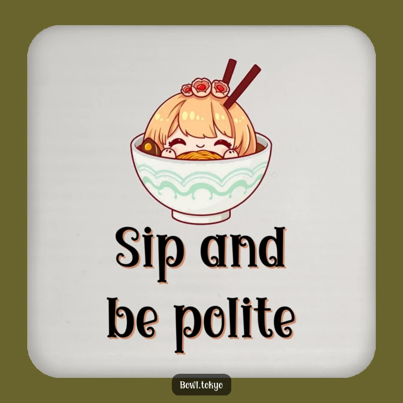 Funny Polite Ramen Bowl Hairpiece Coaster Set, Bowing Noodle Drink Protection for Elegant Tables and Gifts