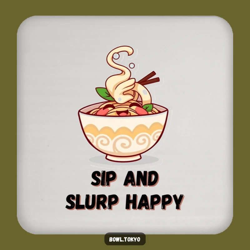 Funny Giggling Ramen Bowl Coaster Set: Protect Surfaces with Humorous Charm