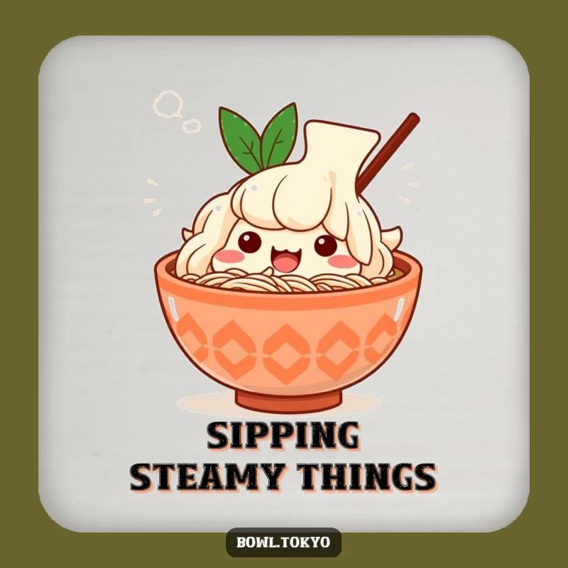 Funny Kawaii Ramen Sigh Coaster: Steamy Noodle Bowl Protection, Perfect Funny Gift