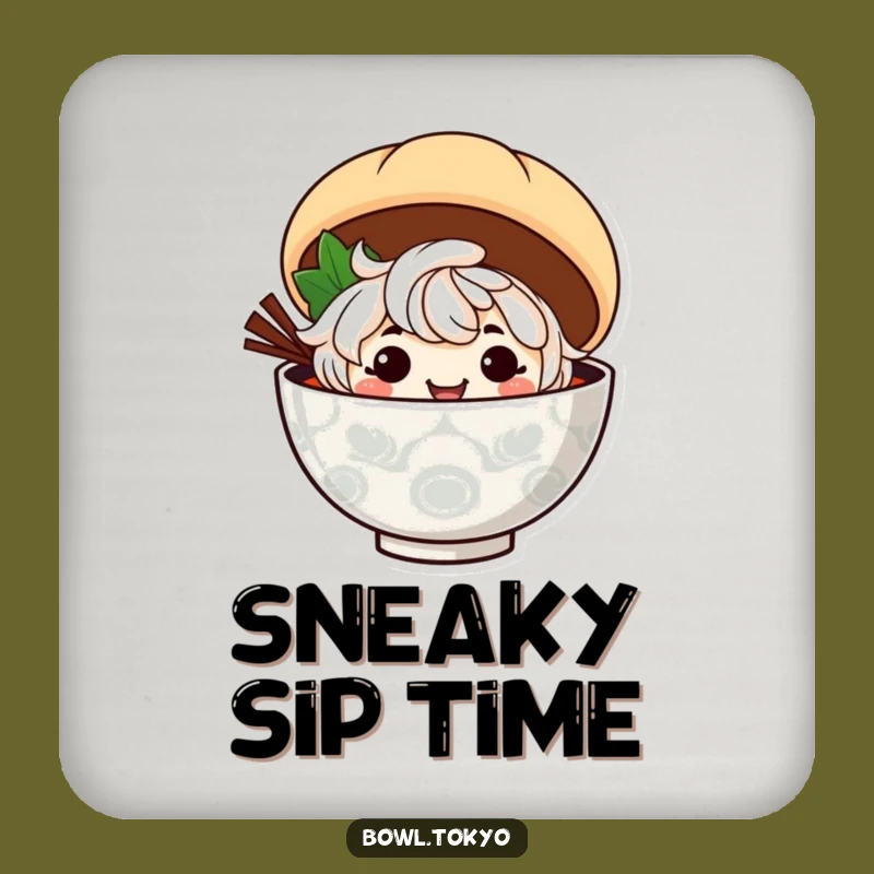 Funny Ramen Mischief Coaster: Grinning Noodle Character Steamed Bun Protect
