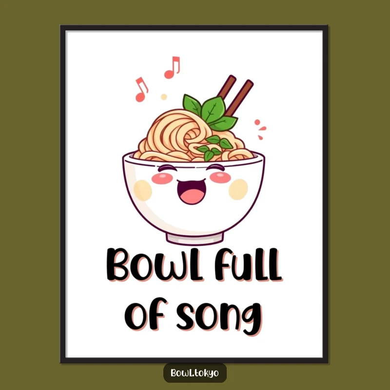 Funny Singing Ramen Poster - Cheerful Musical Art Print