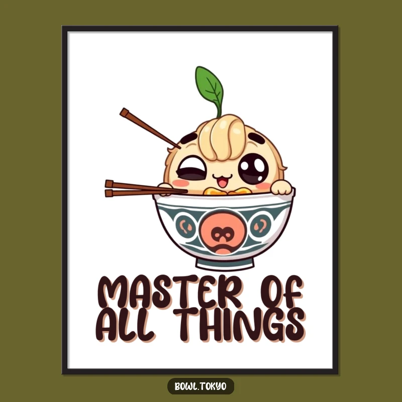 Funny Winking Ramen Poster - Juggling Chopsticks Noodle Bowl Art
