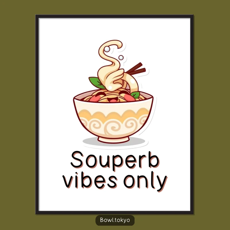 Funny Giggling Ramen Bowl Poster: Brighten Your Walls with This Cheerful Art