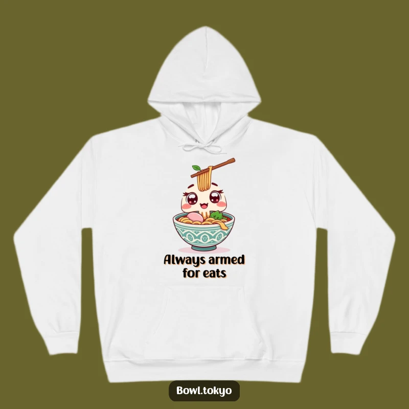 Cozy Funny Kawaii Ramen Hoodie - Excited Chopstick Hug for Ultimate Fun